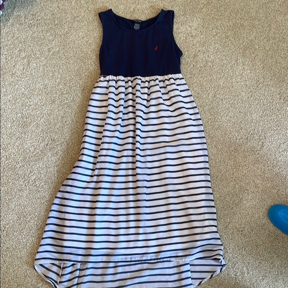 Nautica Navy and White Striped Kids Dress size 10